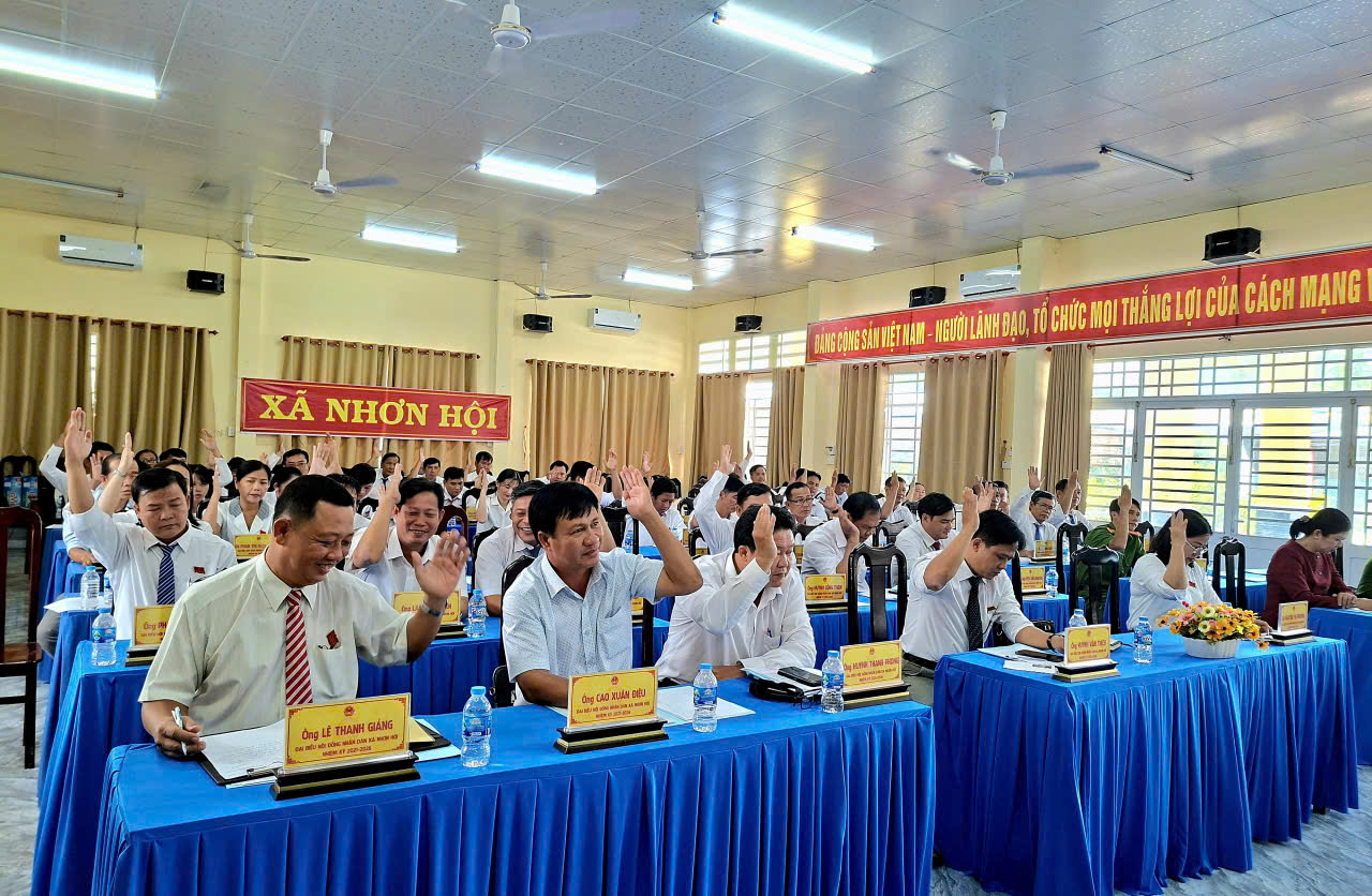 Các đại biểu biểu quyết thông qua Nghị quyết